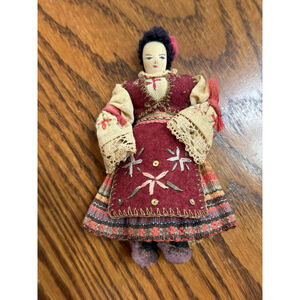 Vintage Handmade Russian Eastern European Doll Festive Dress